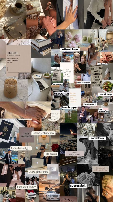 Wallpaper Healthy Lifestyle, Creative Vision Boards, Online Vision Board, Vision Board Words, Vision Board Collage, Manifesting Vision Board, Create A Vision Board, Rich Women Lifestyle, Vision Board Examples