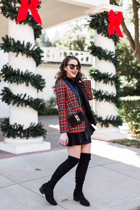 Plaid Blazer Outfit, Christmas Blazer, Tartan Blazer, Stile Blair Waldorf, Adrette Outfits, Outfit Reference, Thanksgiving Outfit Ideas, What To Wear Fall, Cute Thanksgiving Outfits