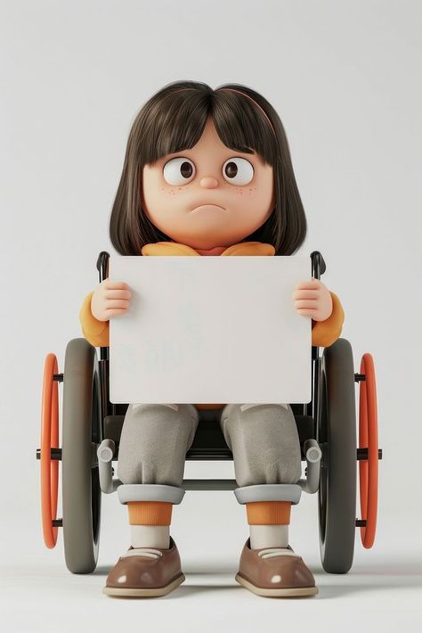 Sad disabled holding board wheelchair sitting person. | free image by rawpixel.com Disabled People, People Clothes, 3d Illustration, Children Illustration, Wheelchair, Free Image, Quick Saves