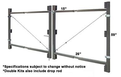 Adjust-A-Gate Double Swing Gate Kit Prices - Hoover Fence Co. Driveway Gate Diy, Double Gates, Wood Gates Driveway, Wood Fence Gates, Vinyl Gates, Wooden Gates Driveway, Home Fencing, Homemade Tractor, Fence Gate Design