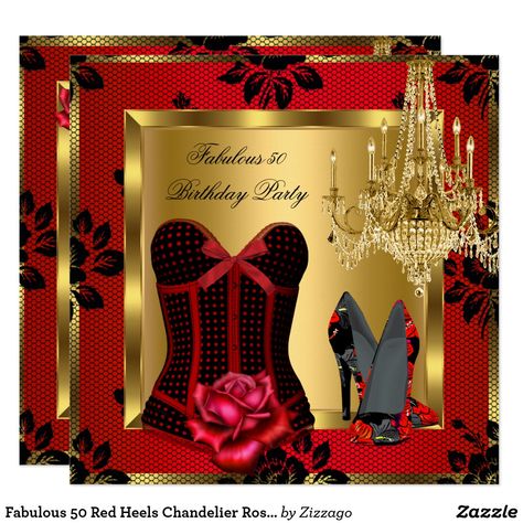 Chandelier Heels, Corset Invitations, Modern Bachelorette Party, Elegant Birthday Invitations, Red Birthday Party, Fabulous 50, Elegant Birthday Party, 50 And Fabulous, Elegant Birthday