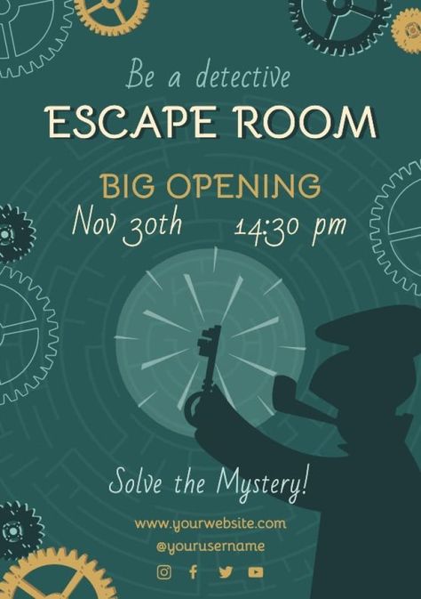 Hand-drawn Linear Be A Detective Escape Room Invitation Escape Room Poster, Escape Room Invitation, Invitation Layout, Kid Detectives, Event Poster Design, Something Unique, Escape Game, Brand Kit, Create Something