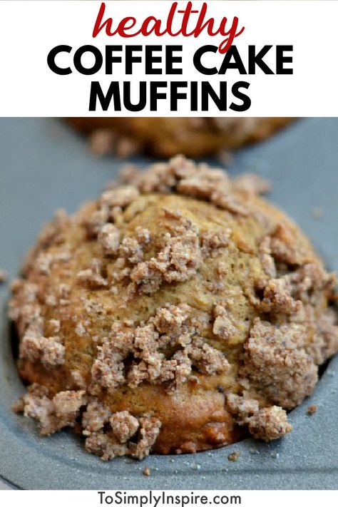 Coffee Cake Muffins are moist, and the perfect crumble streusel topping! Warm them up each morning for a fabulous breakfast! #easy #coffeecakemuffins #muffins #coffeecake Healthy Coffee Cake, Protein Cupcakes, Classic Coffee Cake, Whey Protein Recipes, Cinnamon Crumble, Coffee Cake Muffins, Breakfast Easy, Cake Muffins, Healthy Swaps