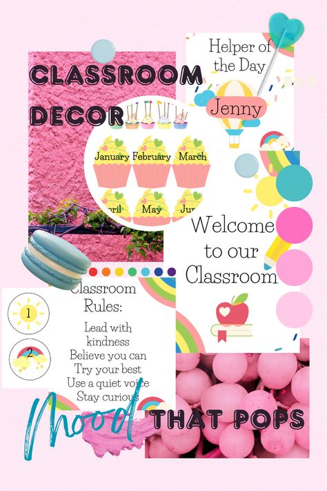 Going in and out of the same room all year can be tiring, but your surroundings don’t have to be anything less than awesome! Surround yourself with decor that pops off your walls in a super cheerful way!  #cheerful #rainbows #printables #preschoolteacher #teacher Holiday Bulletin Boards, Weekly Newsletter Template, Library Labels, Open House Invitation, Reading Vocabulary, Middle School 6th Grade, Toddler Discipline, Classroom Rules, Positive Behavior