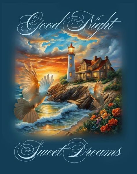 Good Night Lighthouse, Joy Comes In The Morning Psalms, Joy Cometh In The Morning, Christian Poems, Good Night Prayer, Night Prayer, Beautiful Moon, Night Quotes, Good Evening