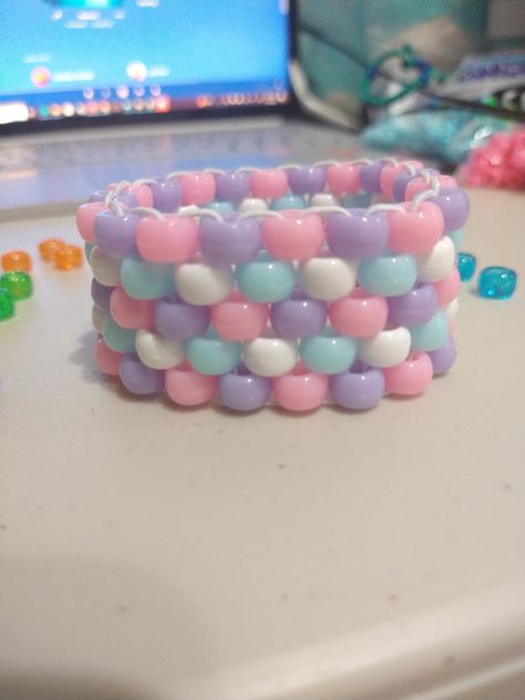 Pastel Brick Elastic Kandi Cuff 5 Tier Pastel Brick Cuff. (sizing for this Cuff is For Wrist) Please Select Your Wrist Size. Made to Order Item Receive in 5-10 Business days