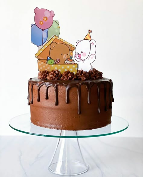 Milk And Mocha Bear Cake, Mocha Cake, Milk & Mocha, Bear Cakes, Cute Cartoon Pictures, Bear Birthday, Cute Birthday Cakes, Acrylic Nails Coffin, Cute Little Things