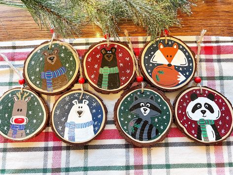 Hand Painted Wood Christmas Tree Ornament Polar Bear Fox - Etsy Canada Xmas Crafts Kids, Handmade Christmas Crafts, Wood Christmas Tree, Wood Christmas Ornaments, Wooden Christmas Ornaments, Wood Christmas, Christmas Ornaments Homemade, Christmas Ornament Crafts, Seasonal Crafts