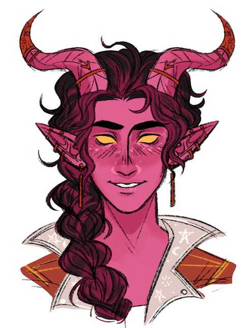 Purple Tiefling Art, Aasimar Tiefling Hybrid, Fedora Drawing Reference, D&d Food Ideas, Dnd Tiefling Oc, Piglin Oc, Paladin Tiefling, D&d Tiefling, Tiefling Character Design