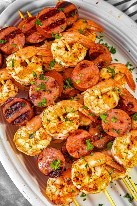 Pineapple Chicken Kebabs, Grilled Sausage Recipes, Sausage Kebabs, Kabasa Recipes, Sausage Kabobs, Sausage Shrimp, Steak Kebabs, Vegetable Kebabs, Beef Kebabs