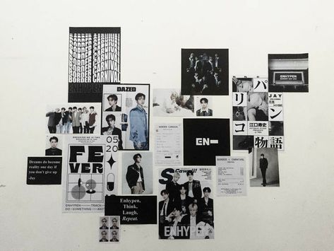 Black And White Kpop Room, Enhypen Room Decor, Army Room Decor, Pinterest Room Decor, Study Room Decor, Poster Room, Minimalist Room, Room Makeover Inspiration, Inspiration Wall