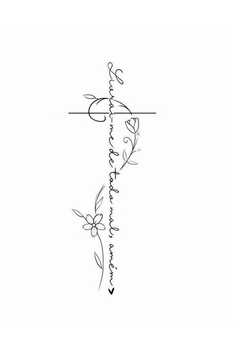 Spine Tattoos Christian, Spine Tattoos Bible Verse, Small Cross With Flowers Tattoo, Pretty Tattoos For Women Back, Scripture Spine Tattoos For Women, Back Cross Tattoo Women, Bible Verse Spine Tattoos For Women, Half Spine Tattoos For Women, Spine Tatoos Woman