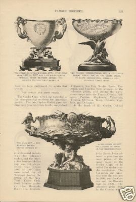 1901 Famous Trophies Trophy Cup Boating vintage article | #293384125 Flying Saucers, Trophy Cup, America's Cup, Americas Cup, Boating, Martial Arts, Football, Moon, Art