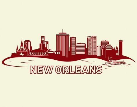 New Orleans Skyline New Orleans Tattoo, New Orleans Skyline, Skyline Tattoo, Home Highlights, Skyline Drawing, Pirate History, Sticker Quotes, New Orleans City, New Project Ideas