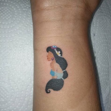 Princess Jasmine Tattoo Ideas, Disney Tattoos Princess, Princess Jasmine Tattoo, Simple Crown Tattoo, Rapunzel Tattoo, Princess Tattoos, Jasmine Tattoo, Ab Tattoo, Wand Tattoo