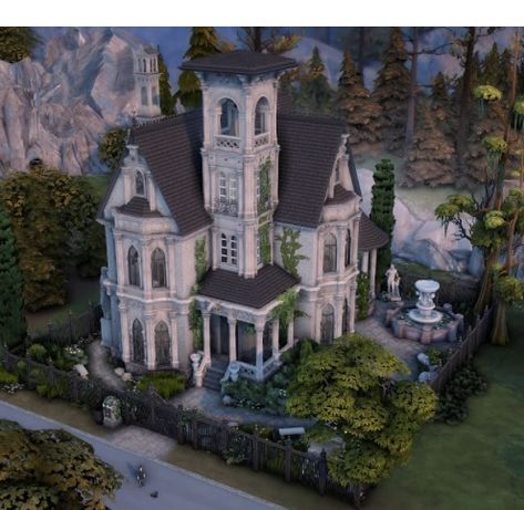 Sims 4 Victorian House, Vampire Mansion, Vampire House, Goth Houses, Victorian Manor, Victorian House Plans, Creepy Houses, Sims 4 House Plans, Sims 4 House Building