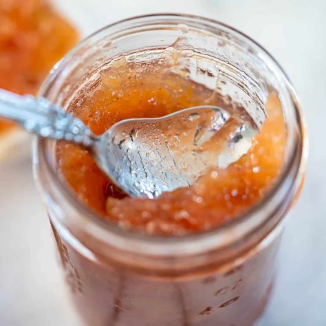 Indulge in homemade rhubarb pineapple jam! With just a handful of ingredients and 30 minutes, enjoy the perfect blend of tangy sweetness. Jams With Pineapple, Rhubarb Pineapple Jam, Slow Cooker Pumpkin Butter, Pineapple Jam Recipe, Pumpkin Butter Recipe, Apricot Jam Recipes, Strawberry Rhubarb Jam, Mango Jam, Pineapple Jam