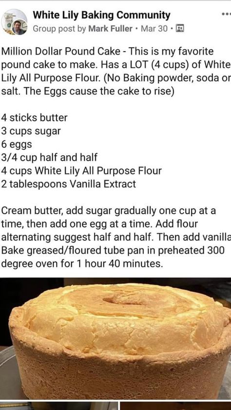 White Lily Pound Cake, Best Pound Cake Recipe, Cake Recipes Easy, Pound Cake Recipes Easy, Cake Recipes Easy Homemade, Cake Baking Recipes, Cake Recipes From Scratch, Homemade Cake, Pound Cakes