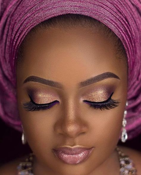 Glam by @omalicha1010_tara  #sugarweddings Black Bridal Makeup, No Make Up Make Up Look, Beautiful Wedding Makeup, Maquillage Yeux Cut Crease, Wedding Makeup Tips, Makeup For Black Skin, Beauty Make-up, Black Women Makeup, Braut Make-up