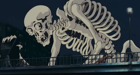 Gashadokuro Tattoo, Skeleton Desktop Wallpaper, Japanese Skeleton, Anime Skeleton, Pom Poko, Giant Skeleton, Japanese Legends, Skeleton Drawings, Japanese Mythology