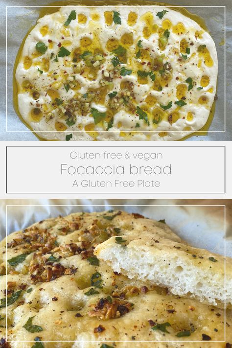 Dairy Free Focaccia Bread, Paleo Foccacia Bread Recipe, Gluten Free Vegan Focaccia Bread, Gf Focaccia Bread, Gluten Free Facoccia Bread Recipe, Vegan Gluten Free Focaccia, Gluten Free Herb Bread, Gluten Free Garlic Bread Recipe, Gf Focaccia Bread Recipe