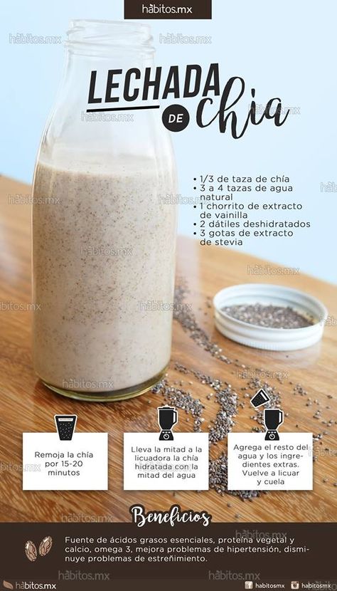 Leche vegetal de chia Low Cal Diet, Vegan Latte, Healthy Kitchen, Healing Food, Easy Cooking Recipes, Smoothie Shakes, Healthy Meal Plans, Vegan Cooking, Mindful Eating