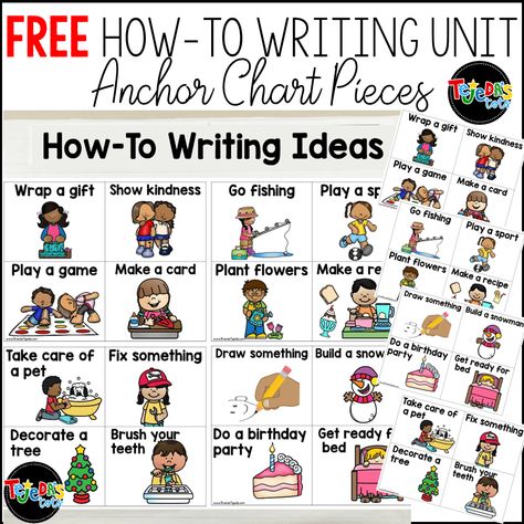 Writing How-to Books in Kindergarten How To Writing Anchor Chart Kindergarten, How To Anchor Chart, Kindergarten How To Writing, How To Writing Anchor Chart, Procedural Writing Activities, How To Writing, Lucy Calkins, Kindergarten Anchor Charts, Kindergarten Writing Prompts