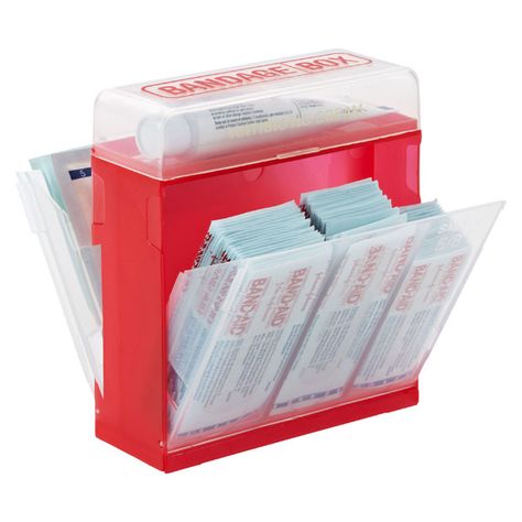 The Container Store > Bandage Box must have for linen closet! I'm sick of 10, partially full, band aid boxes! Hall Closets, Mini First Aid Kit, Linen Closets, Medication Storage, Chuck Box, Linen Closet Organization, Organization Inspiration, The Container Store, Bathroom Items