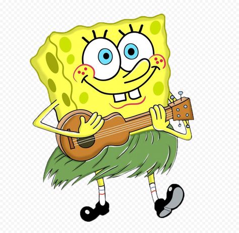 Spongebob Clipart, Guitar Illustration, Original Background, Playing The Guitar, Cartoons Png, No Background, Spongebob Squarepants, Playing Guitar, Graphic Design Illustration