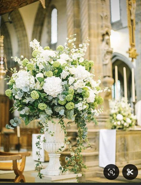 Church Wedding Flowers Altar, Alter Flowers, Urn Arrangements, Church Wedding Flowers, White Floral Arrangements, Easter Flower Arrangements, White Flower Arrangements, Altar Flowers, Large Flower Arrangements