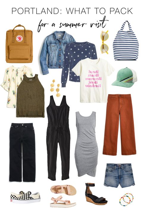 PACKING LIST: VISITING PORTLAND IN SUMMER | Ah, yes! Vacay in the Pacific Northwest this summer...so good! TME created this Portland packing list just for you — check out this travel capsule wardrobe.| #TheMomEditStyle #TheMomEditTravel #PortlandOregon #PortlandOregonVacation #PackingForPortlandSummer #PDXTravel #PowellsCityOfBooks #WildfangPortland #NorthOfWest #PortlandStyle #PortlandTravel #PortlandShopping #PortlandMomStyle Summer Portland Outfits, Portland Capsule Wardrobe, Portland Oregon Outfits September, Pnw Capsule Wardrobe, What To Wear In Portland Oregon Summer, Oregon Packing List Summer, Pacific Northwest Outfits Summer, Portland Maine Outfit Summer, Portland Summer Outfit