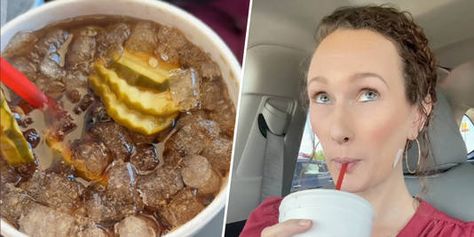 Where in the world did the Dr Pepper with pickles come from? Here's what we know, and think, about the viral TikTok sensation now called "Dr. Pepper Pucker." Pepper Pickles, Sonic Drive In, Green Drink, Savory Cheese, Trending Recipes, Viral Tiktok, Most Popular Recipes, Beauty Foods, Camp Cooking