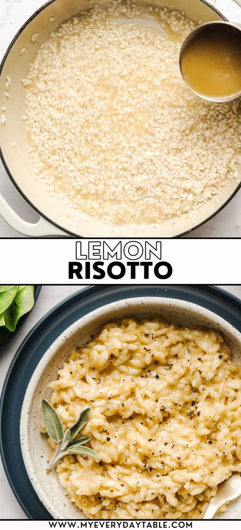 lemon risotto pin image Lemon Risotto Recipes, Easy Dinner Side Dishes, Dinner Side Dish Recipes, Lemon Risotto, Buttery Corn, Creamy Risotto, Risotto Recipe, Valentine Dinner, Easy Dinner Recipe