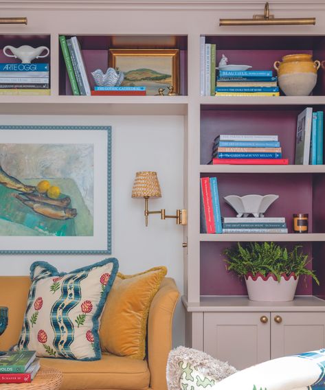 A Victorian house is transformed with bold color,pattern and decorative flourishes | Colorful Bookshelf, Victorian Terraced House, Bookcase Styling, Victorian Terrace, Big House, Victorian House, Terraced House, New Living Room, The Unexpected