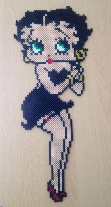 Betty Boop Perler Beads, Betty Boop Perler Bead Pattern, Barbie Perler Beads, Hama Bead, Easy Perler Bead Patterns, Perler Creations, Pearl Beads Pattern, Melty Bead Patterns, Easy Perler Beads Ideas