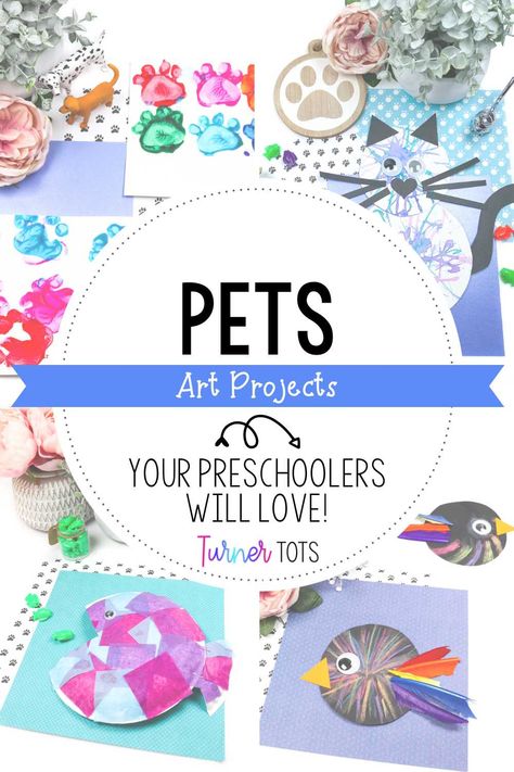 Pet Art Activities, Pet Art Preschool, Pet Theme Preschool, Preschool Pet Craft, Preschool Pets Unit, Turner Tots, Unique Art Projects, Study Craft, Pet Theme