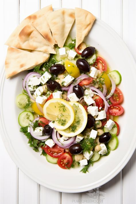 Cucumber, Tomato, and Feta Cheese Salad with Pita Bread - Cooking Mediterranean Mediterranean Cucumber, Gluten Free Pita, Tomato And Feta, Feta Cheese Recipes, Pita Bread Recipe, Creamy Feta, Feta Cheese Salad, Refreshing Salad, Cucumber Tomato