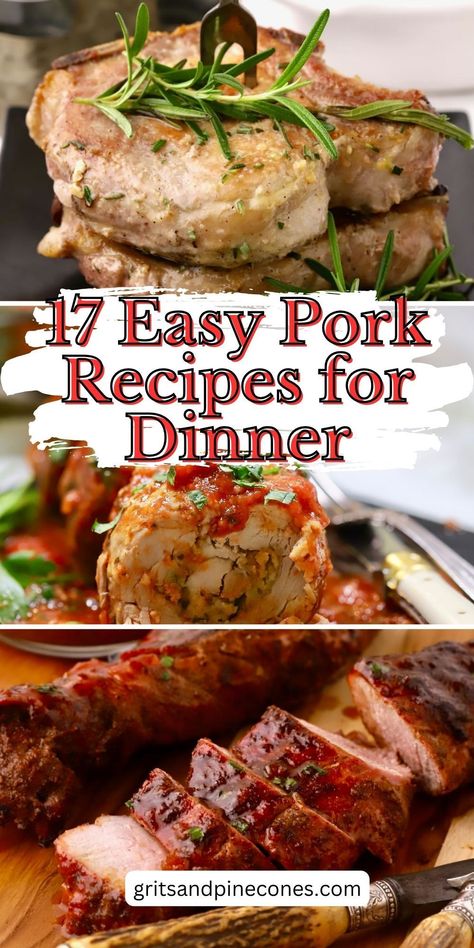 Wondering what to make for dinner tonight? If you love pork dishes, this is the place to find the best ideas! These dishes work great for backyard barbecues, elegant dinner parties, and even weeknight dinners. There are 17 mouthwatering recipes that are sure to impress your family and friends. Plan your weekly menu with savory pork dishes that everyone will love! Company Dinner Ideas Main Dishes, Pork Dishes For Dinner, Easy Elegant Dinner Recipes, Meat Recipes For Dinner Main Dishes, Easy Pork Dinner Recipes, Pork Dinner Recipes, Easy Pork Recipes, Easy Dinner Recipes Pork, Ribs Recipe Oven