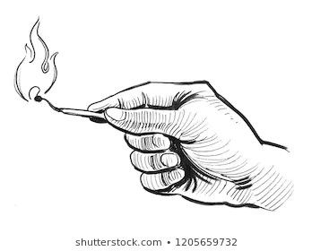 Hand Holding A Match, Hand Holding Match, Match Drawing, White Drawing, Drawing Projects, Psd Icon, Hand Holding, Black And White Drawing, Vector Photo