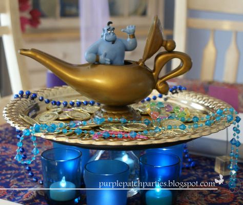 Photo 4 of 16: Arabian Nights Jasmine and Aladdin / Movie Night "Disney's Aladdin Movie Night" | Catch My Party Aladdin Movie Night, Movie Night Party Ideas, Disney Centerpieces, Night Party Ideas, Princess Jasmine Party, Jasmine And Aladdin, Arabian Party, Disney Sweet 16, Disney Prom