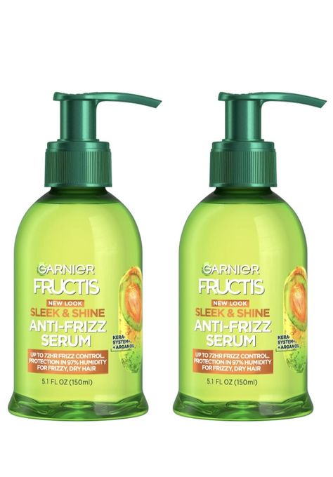 Garnier Fructis Sleek & Shine Anti-Frizz Serum for Frizzy, Dry Hair, Argan Oil, 5.1 Fl Oz, 2 Count (Packaging May Vary) Hair Argan Oil, Shampoo For Dry Scalp, Anti Frizz Serum, Curl Shampoo, Garnier Fructis, Weak Hair, Shampoo And Conditioner Set, Hair Frizz, Hydrating Shampoo