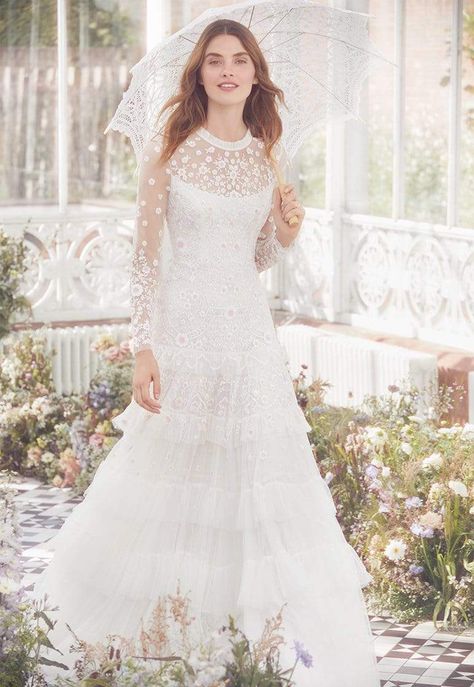 The 10 Best Bridal Salons In London - Bridal Musings  #bridalmusing #bmloves #london #bridalsalon #top10 Needle And Thread Wedding, Embellished Wedding Dress, Sheila E, Long Sleeve Bridal Gown, Bridal Skirts, Country Wedding Dresses, Modest Wedding, Needle Thread, Princess Wedding Dresses