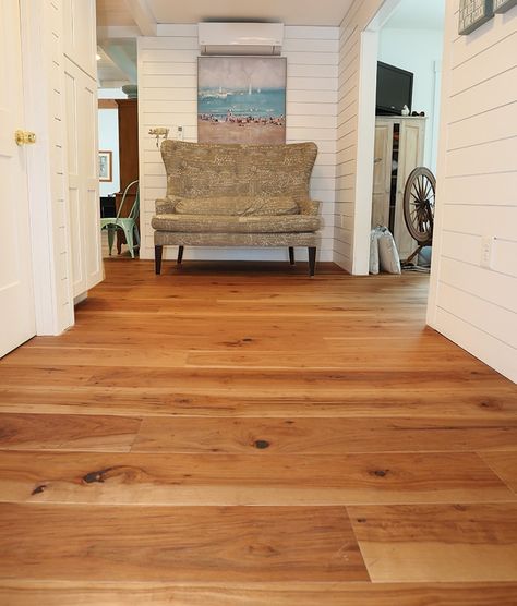 Engineered Wide Plank Flooring | Hickory Pecan | Stonewood Products Wide Plank Hardwood Floors, Hickory Flooring, Real Hardwood Floors, Wood Plank Flooring, Hardwood Stairs, Clean Hardwood Floors, Cleaning Wood Floors, Stairs Ideas, Wood Floors Wide Plank