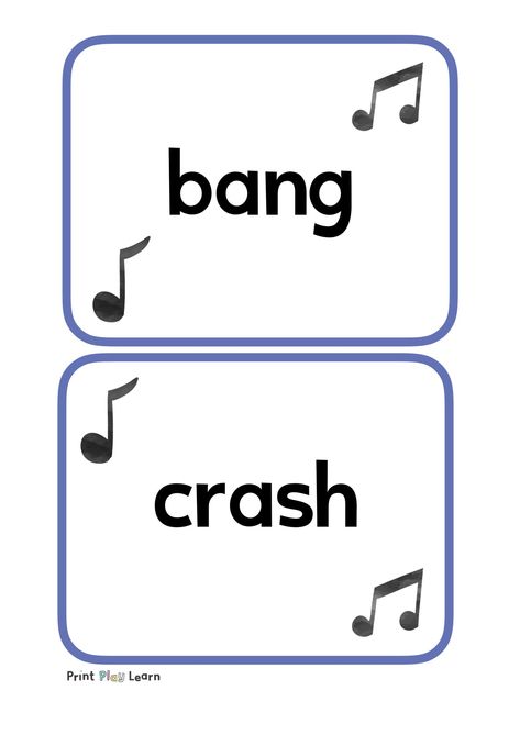 Music Key Vocabulary EYFS  Quick print for classroom display indoors and outdoors.  2 words on each A4 page including; bang, crash, noise, quiet, whisper, noisy, loud, shrill, squeaky, boom, shout, singing, tap, voice and shake.  An Early Years (EYFS) and Primary School printable teaching resource.  Print Play Learn Eyfs Music Wall, Music Early Years, Music Area Eyfs, Outdoor Music Area Eyfs, Curiosity Approach Music Area, Early Childhood Music Activities, Ks1 Classroom, Music Key, Kids Sensory Activities