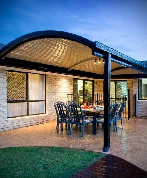 Patio Roofs, Curved Patio, Curved Pergola, Gazebo Roof, Small Pergola, Pergola Diy, Pergola Carport, Pergola Swing, Railing Ideas