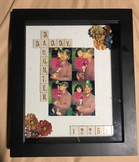 Daddy & Daughter #ShadowBox #Collage #Pictures #DIY #Flowers #DaddyDaughter Shadowbox Collage, Shadowbox Diy, Shadowbox Ideas, Photo Collage Diy, Collage Picture Frame, Collage Pictures, Diy Shadow Box, Casino Decorations, Christmas Gifts To Make