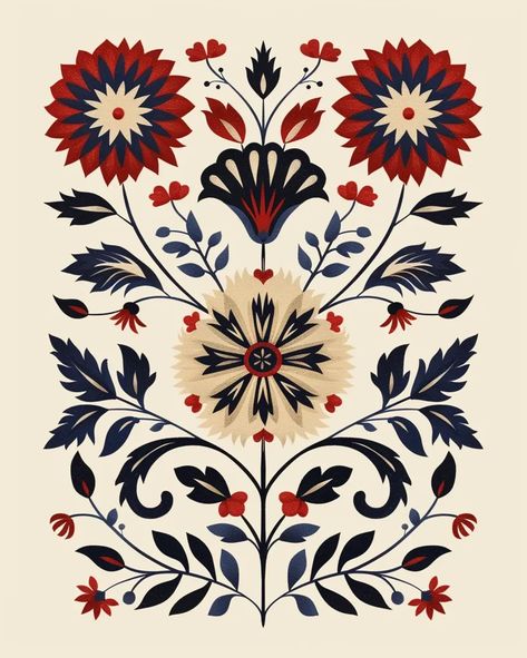 This is a beautiful floral pattern. The colors are red, blue, and white ->> more details in ai-img-gen.com Red White And Blue Flowers, White And Blue Flowers, White Colors, Red White And Blue, Flower Prints, Blue Flowers, Flower Patterns, Red Blue, Floral Pattern