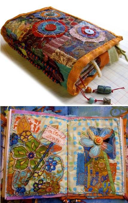 hand-made journal.  Site has freebie patterns-embroidery, ornaments, tatting (if you tat, there is a beautiful tatted heart w/ instructions.) Skitse Bog, Freebies Pattern, An Open Book, Crazy Quilting, Fabric Journals, Stitch Book, Handmade Journals, Fabric Book, Handmade Books