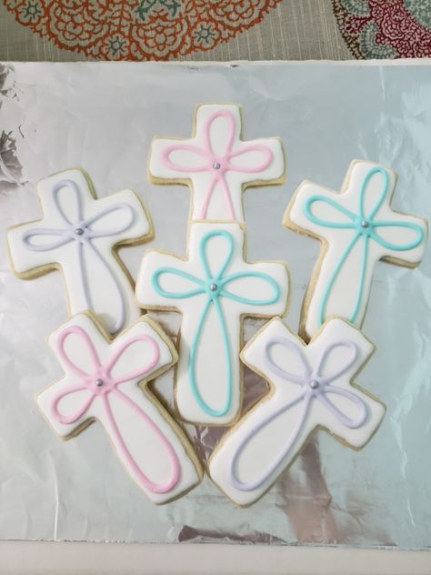 Decorated Cross Cookies For Easter, Royal Icing Cross Cookies, Easter Cross Sugar Cookies, Easter Cross Sugar Cookies Decorated, Cross Royal Icing Cookies, Cross Sugar Cookies Decorated, Cross Cookies Decorated Royal Icing, Cross Cookies Decorated, Easter Cross Cookies