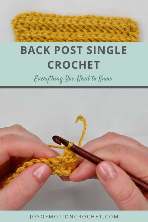 Are you ready to learn how to Back Post Single Crochet? This crochet tutorial will provide you with all of the information that you need to know in order to master this stitch, including what materials are needed, abbreviations, charts and photo and video tutorial. With its unique texture it can add whole new dimensions and designs to your crochet project! Let’s dive right in and start learning about this exciting stitch! Back Post Single Crochet, Front Post Single Crochet, Sc Crochet, Crochet Stitches Chart, Back Post Double Crochet, Half Double Crochet Stitch, Crochet Cable, Crochet Chain, Crochet Abbreviations